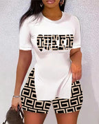 Women's Leisure Set with Animal Print and Shorts