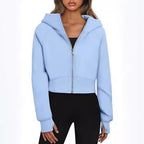 Women's Cropped Hooded Jacket with Zipper