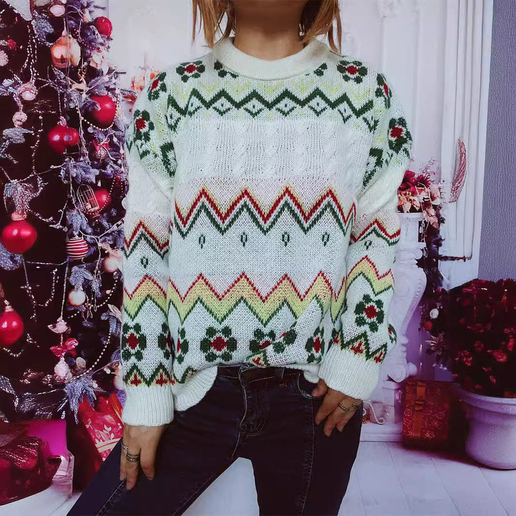 Women's Festive Nordic Pattern Knit Sweater