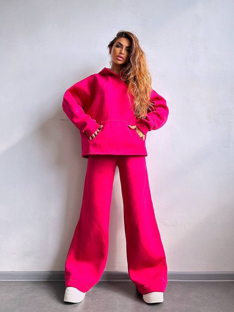 Women's Oversized Hoodie and Wide Leg Leisure Pants
