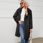 Elegant Faux Fur Coat with Deep Collar