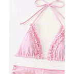 Women's Swimsuit Set with Ruffles and Adjustable Ties