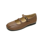 Women's Leather Ballet Flats with Elegant Buckle