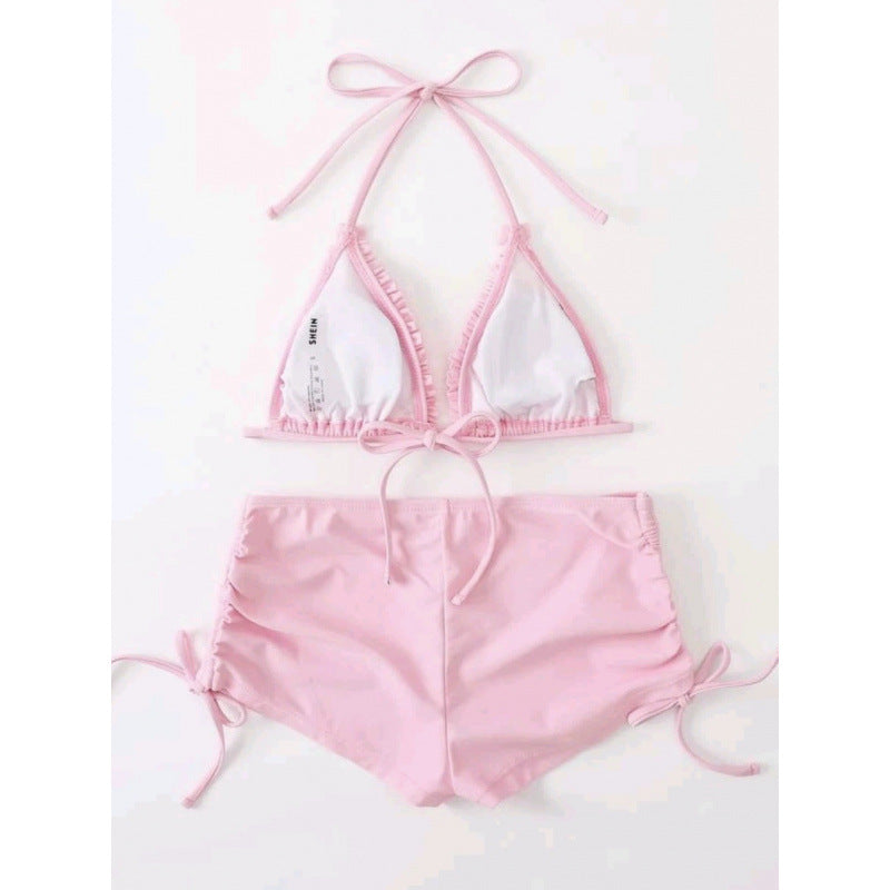 Women's Swimsuit Set with Ruffles and Adjustable Ties