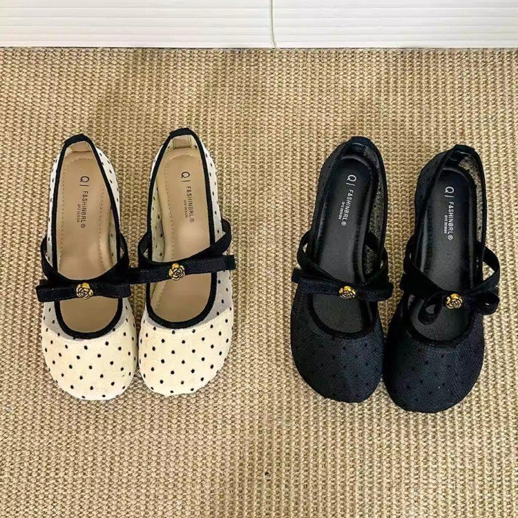 Women's Ballet Flats with Decorative Strap and Comfort Footbed