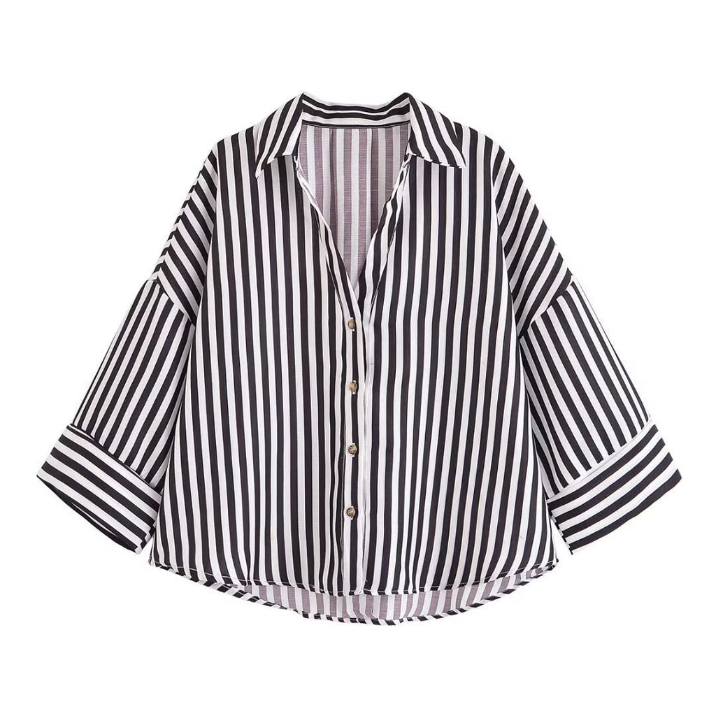 Women's Shirt Blouse with Casual Cut and Elegant 3/4 Sleeves