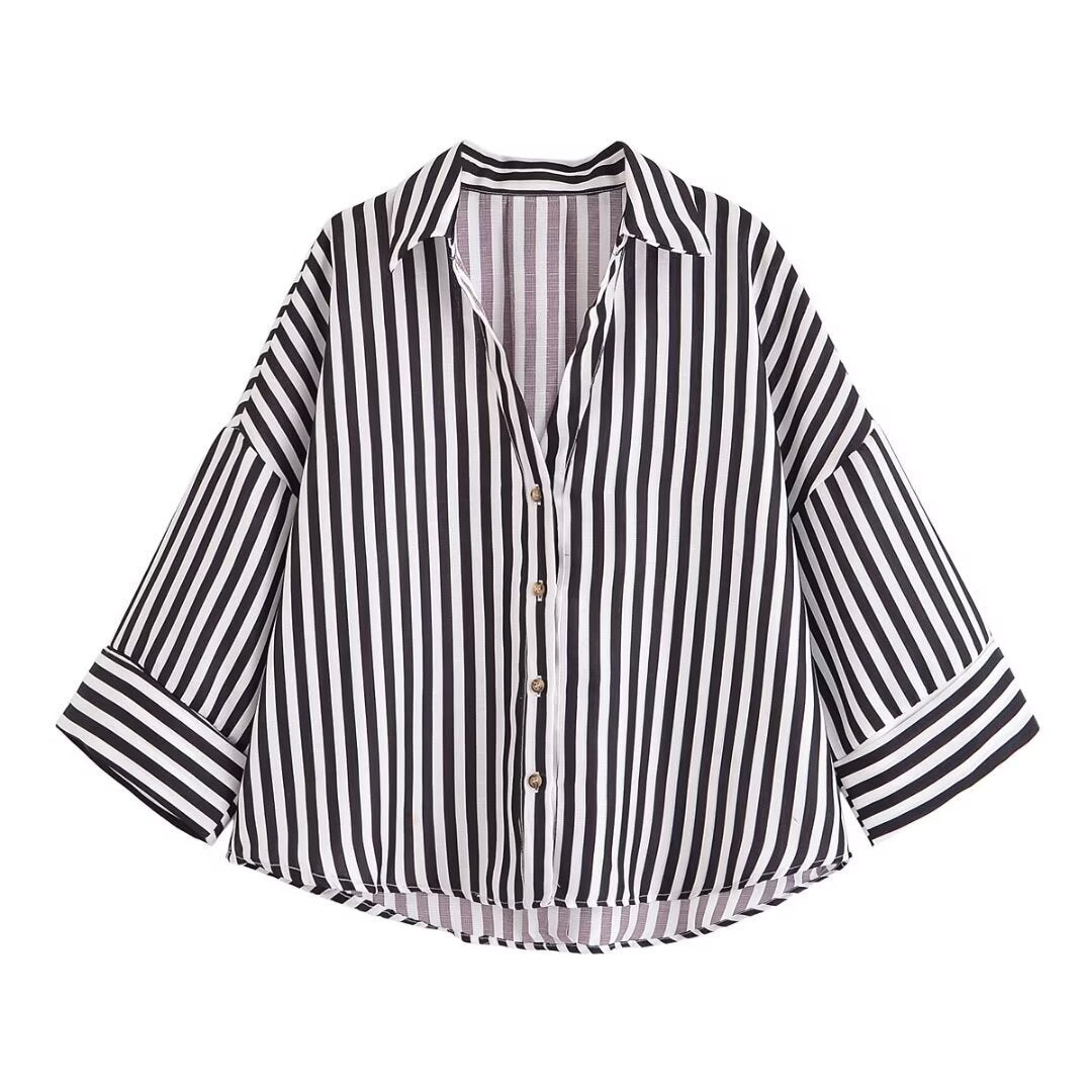 Women's Shirt Blouse with Casual Cut and Elegant 3/4 Sleeves