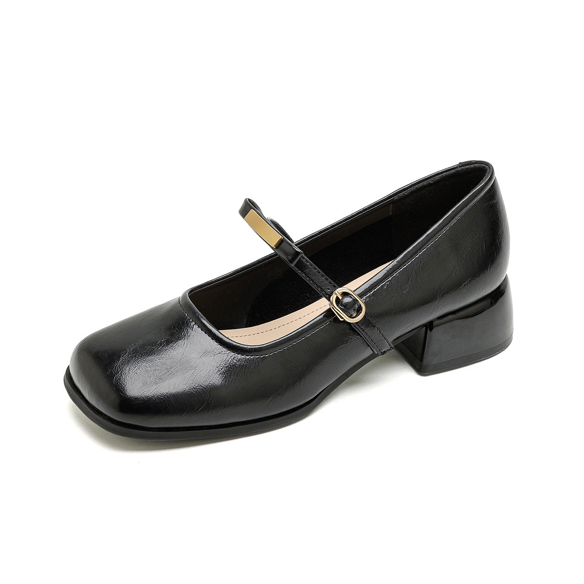 Women's Ballet Flats with Elegant Strap and Fashionable Block Heel