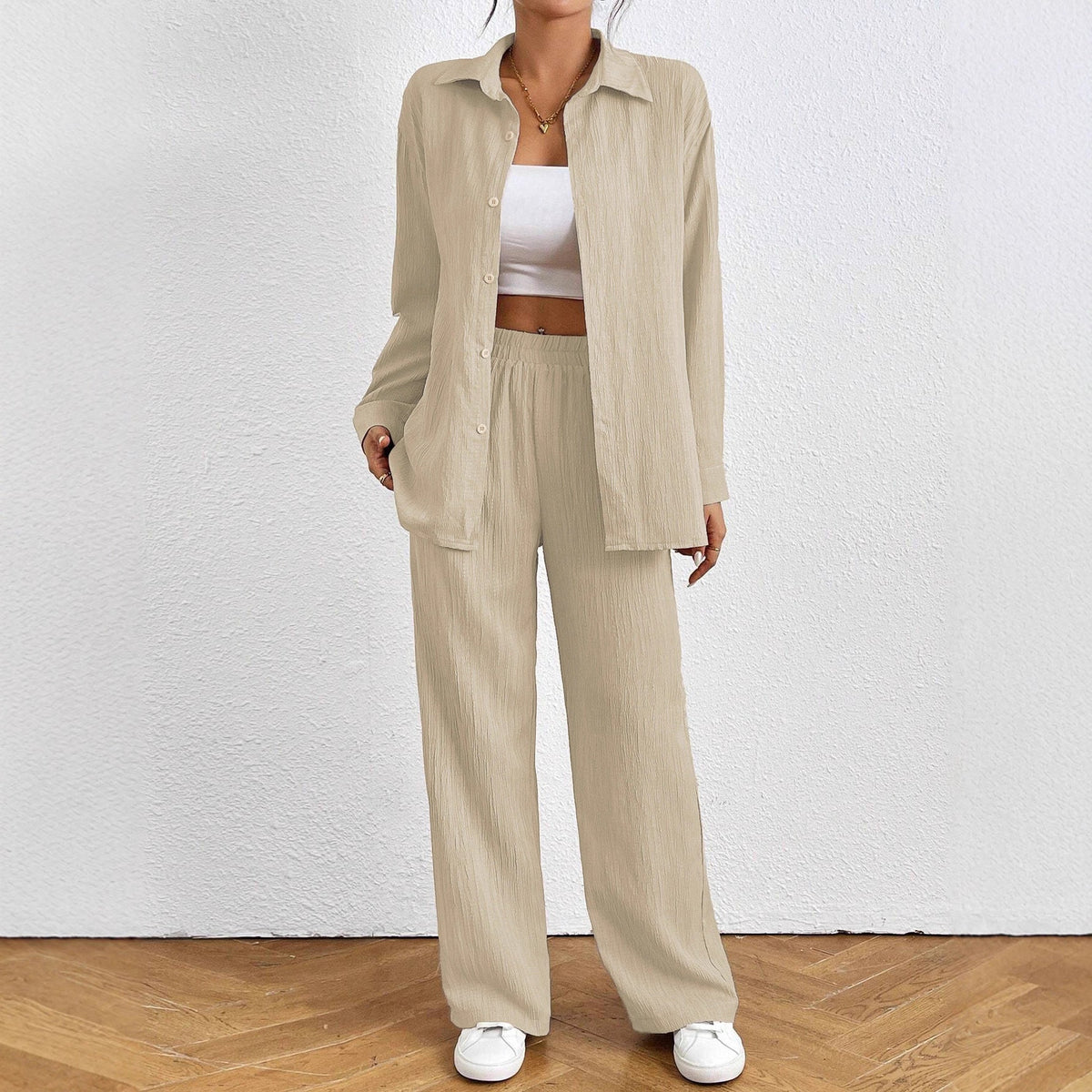 Women's Comfortable Two-Piece Set in Breathable Texture