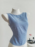 Women's Sleeveless Plaid Blouse