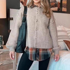 Women's Cozy Knit Coat with Voluminous Sleeves