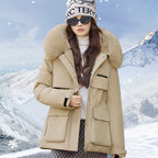 Elegant and Warm Winter Jacket with Detachable Faux Fur Collar