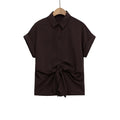Women's Short-Sleeve Blouse with Knot Detail and Elegant Cut