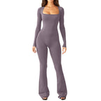 Women's Elegant Long-Sleeve Wide-Leg Jumpsuit