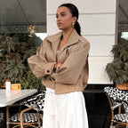 Women's Cropped Jacket with Dropped Shoulders