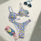 Women's Swimwear with Floral Design and Sophisticated Straps