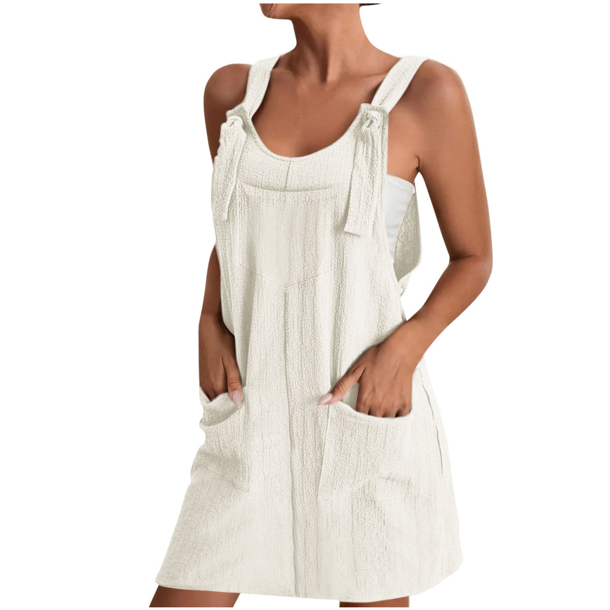Women's Casual Jumpsuit with Pockets and Adjustable Straps
