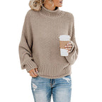 Women's Cozy High-Neck Sweater with Textured Knit