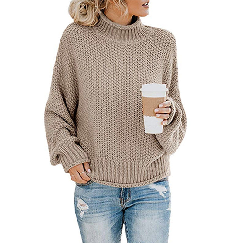 Women's Cozy High-Neck Sweater with Textured Knit