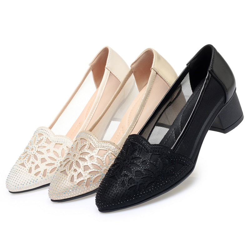Women's Floral Ballet Flats with Mesh