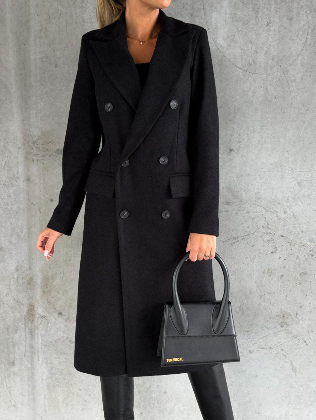 Elegant Double-Breasted Coat with Belt