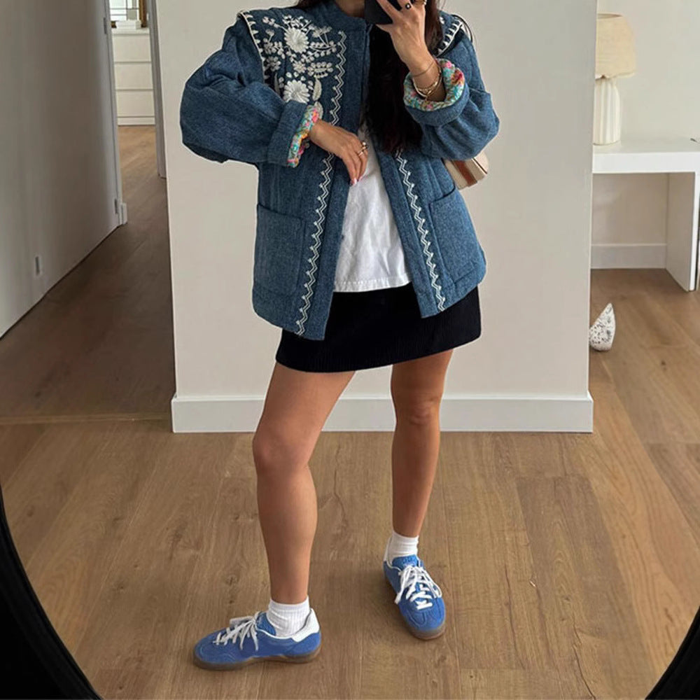 Women's Embroidered Denim Jacket