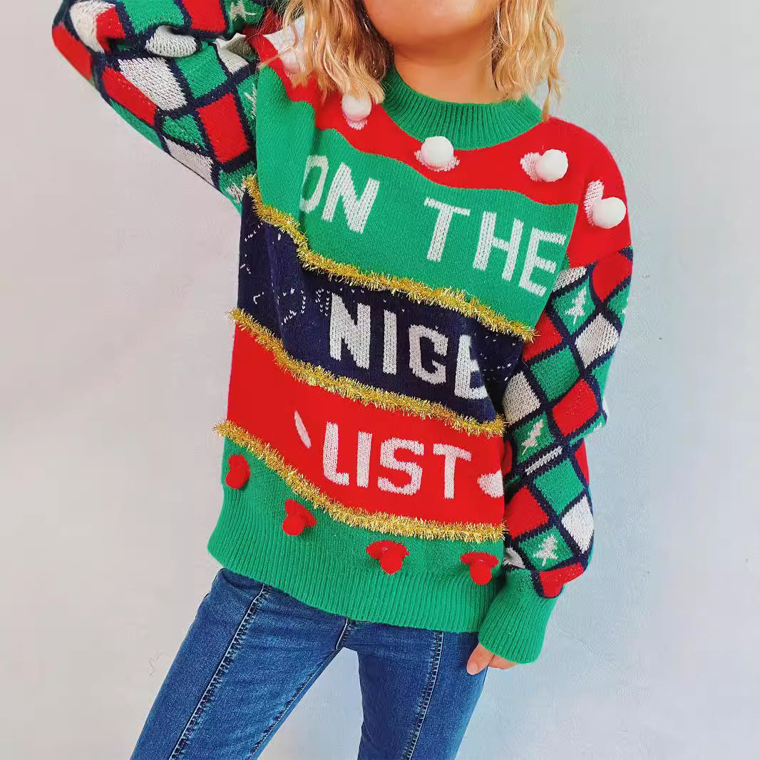 Women's Festive Holiday Pullover with Playful Details