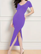 Women's Elegant Fitted Maxi Dress with Slit