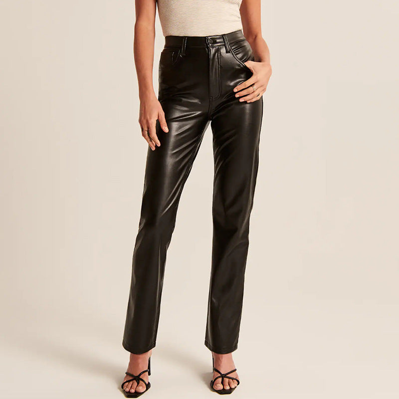 Women's Straight-Leg Faux Leather Pants