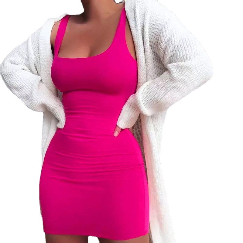 Bodycon Mini Dress with Wide Straps