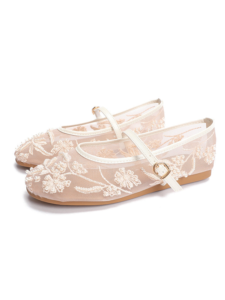 Women's Ballet Flats with Floral Embroidery