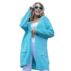 Women's Chunky Knit Cardigan with Spacious Pockets and Open Front