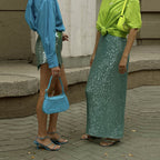 Women's Glittery Maxi Skirt with Slim Fit and High Waist