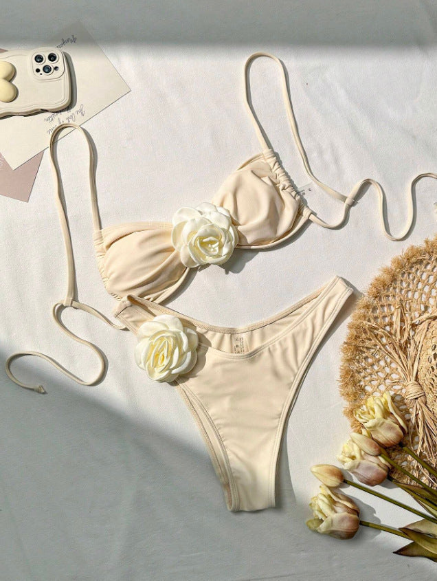Women's Bandeau Bikini with Floral Details