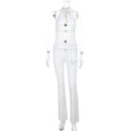 Women's Jumpsuit with Lace Detail and Deep V-Neck