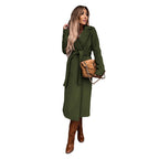 Elegant Long Coat with Belt and Open Pockets