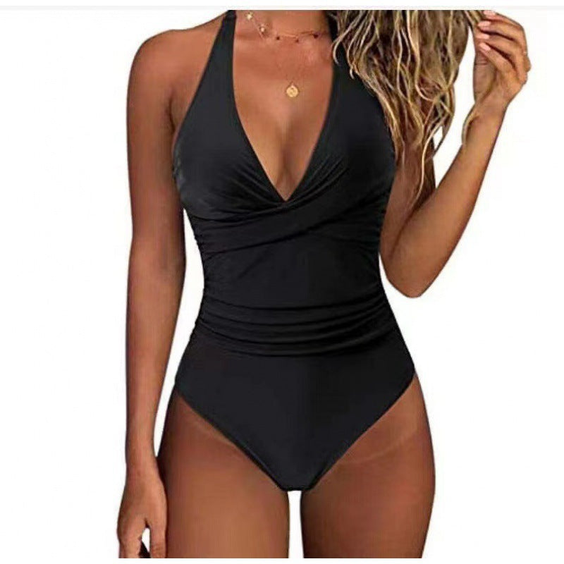Women's Swimsuit with Refined Wrap Design and Floral Pattern