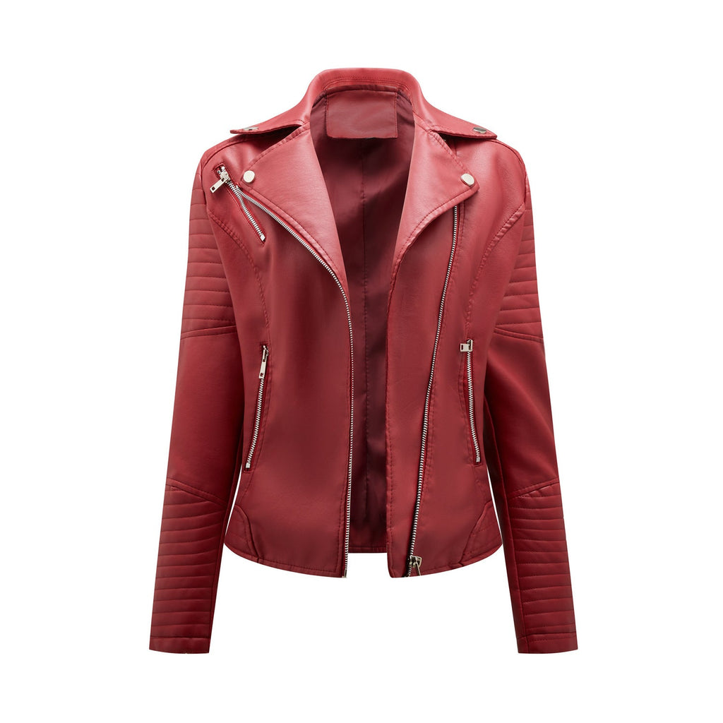 Women's Biker Jacket with Quilted Details and Asymmetrical Zipper