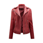 Women's Biker Jacket with Quilted Details and Asymmetrical Zipper