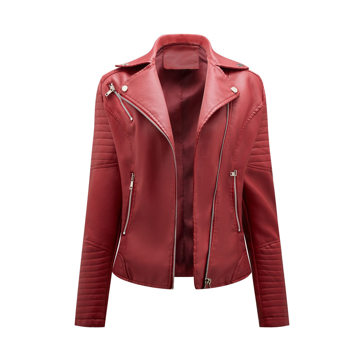 Women's Biker Jacket with Quilted Details and Asymmetrical Zipper