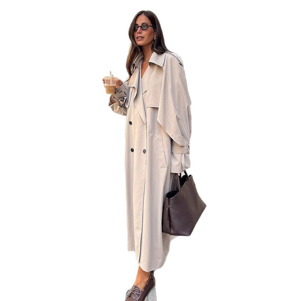Women's Elegant Minimalist Trench Coat with Pockets
