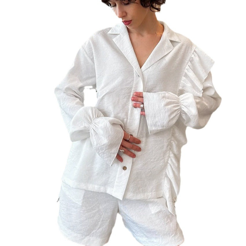 Women's Loungewear Set with Ruffle Details