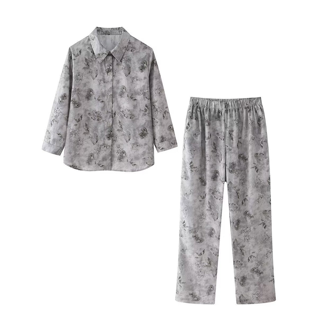 Women's Flowy Printed Trousers with Elastic Waistband