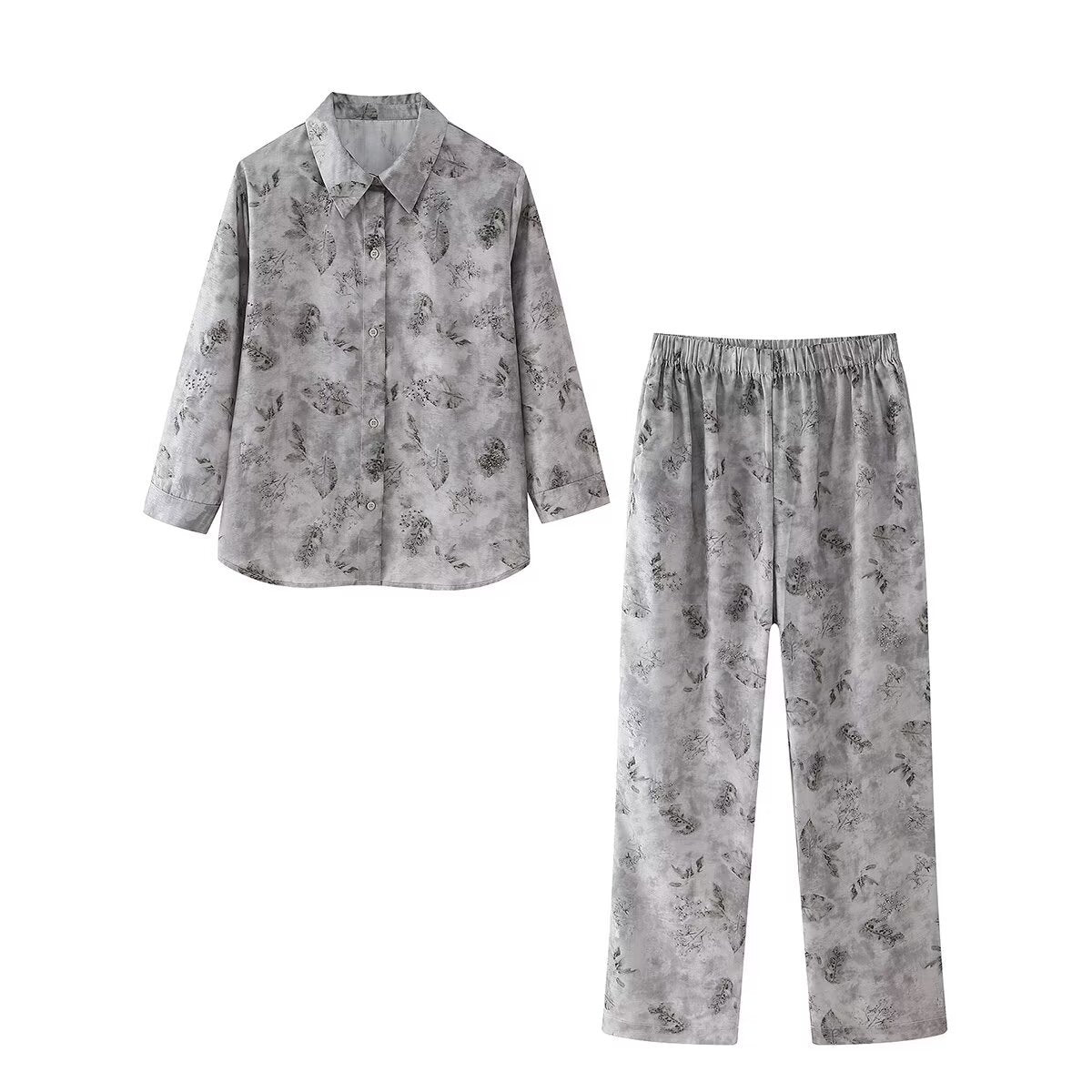 Women's Flowy Printed Trousers with Elastic Waistband