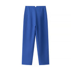 Women's Elegant High-Waisted Trousers with Fine Pleats and Pockets