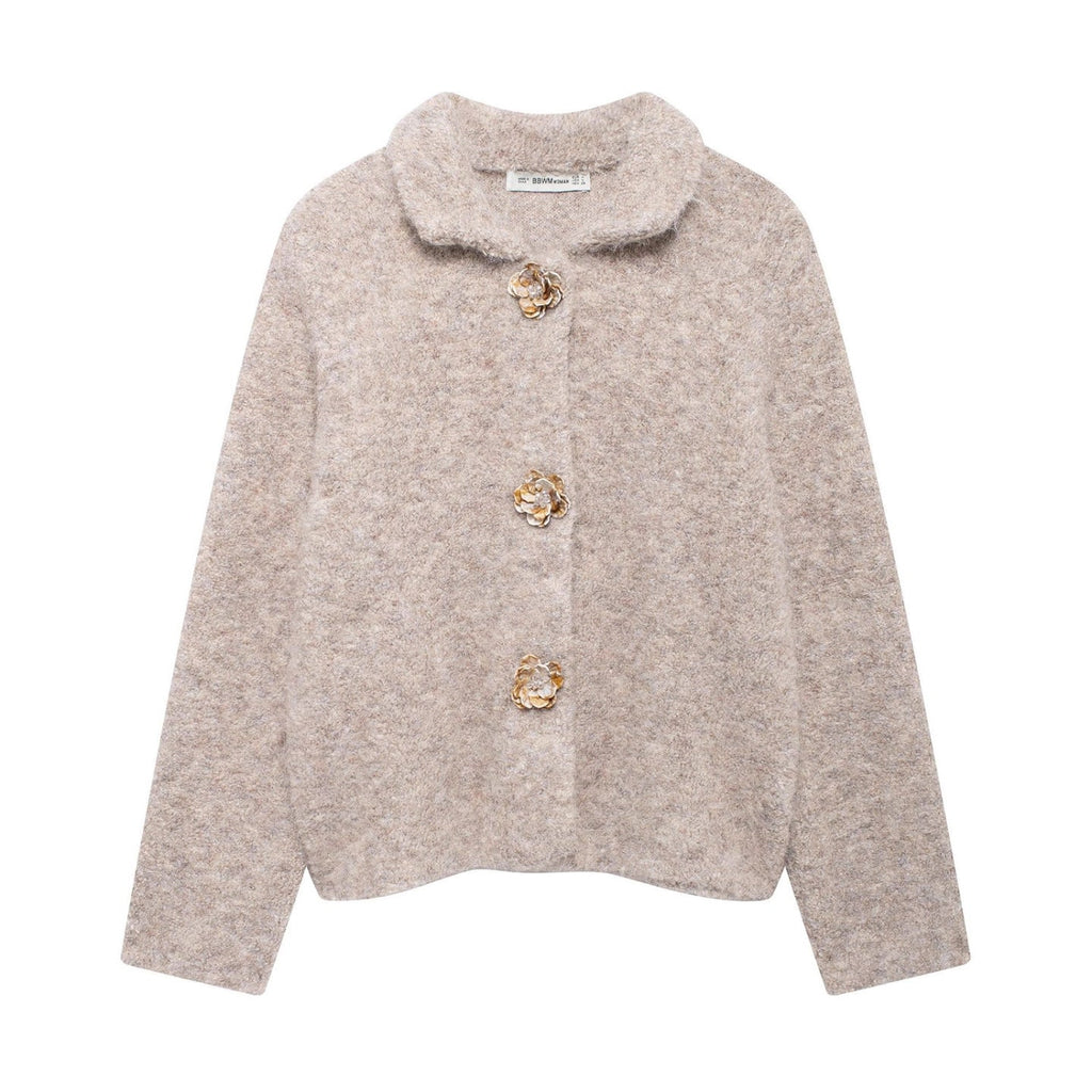 Women's Elegant Cardigan with Decorative Button Details