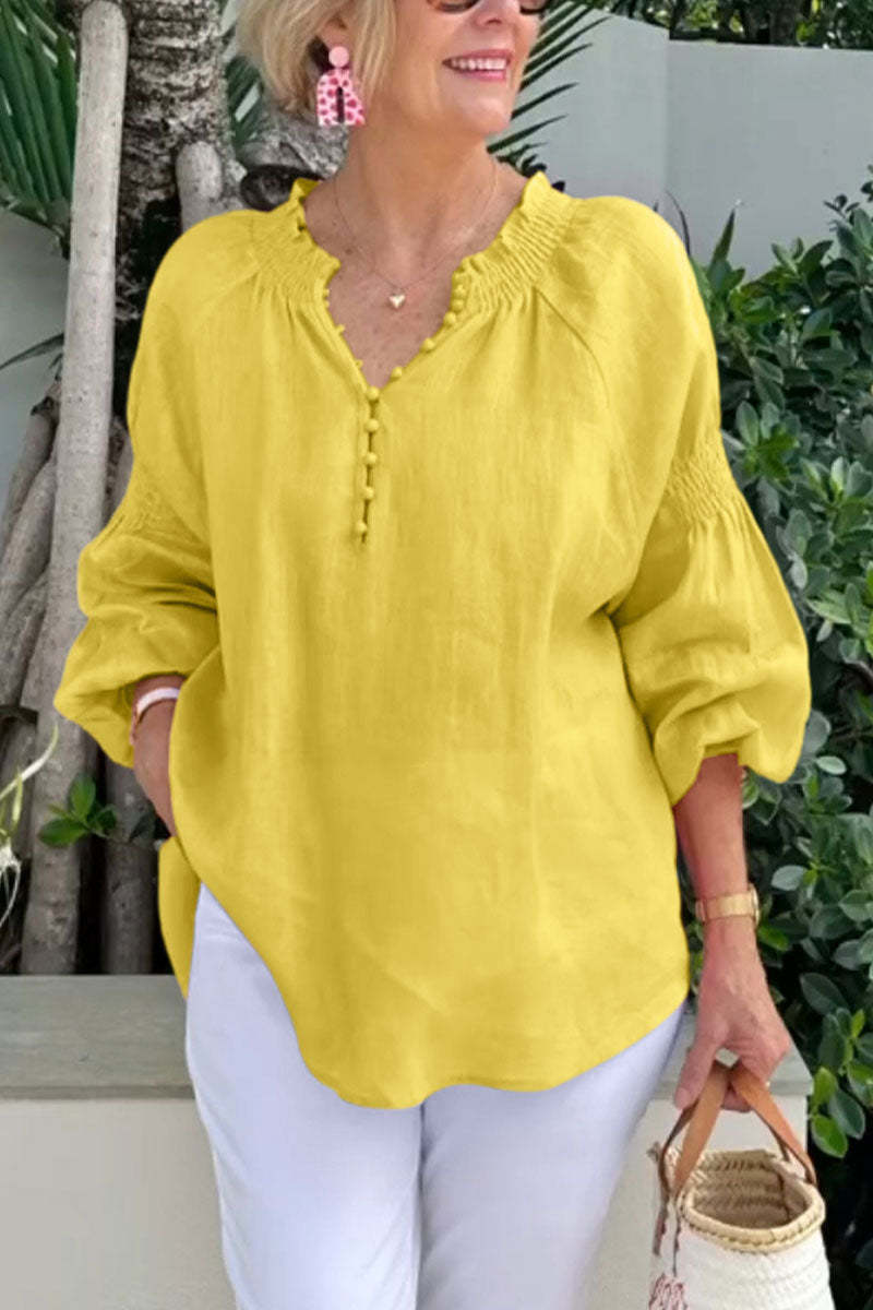 Casual Blouse with Balloon Sleeves
