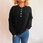 Women's Cozy Knit Sweater with Button Details