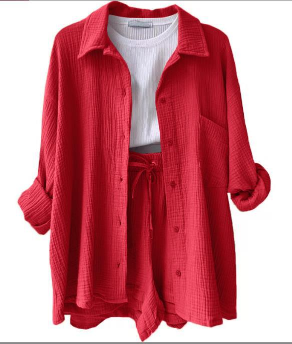 Women's Casual Short Oversized Shirt with Pockets