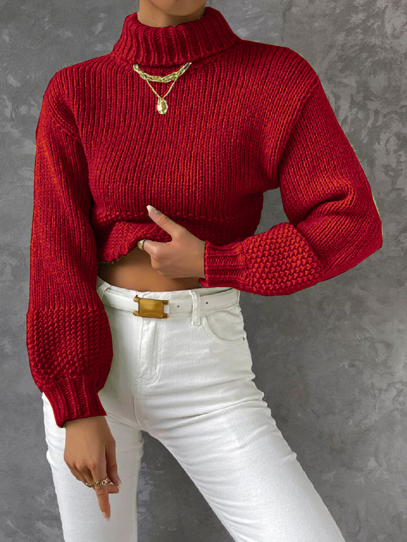 Women's High-Neck Chunky Knit Sweater